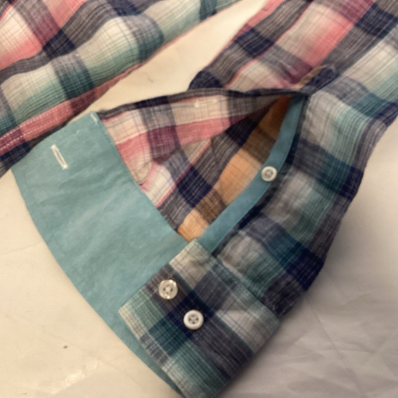 Tommy Bahama Men’s Linen Long Sleeve Button Down Plaid Shirt Size large - Picture 7 of 13